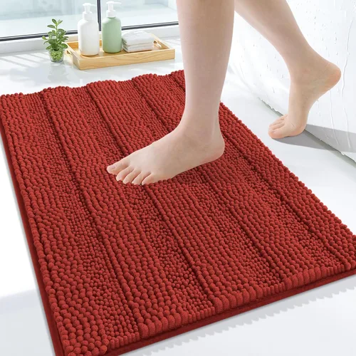 Vista 95 de Grandaily Alfombras de baño de felpilla a rayas de 24 x 16 pulgadas, extra gruesas y suaves, absorbentes, parte trasera de goma, alfombra de ducha