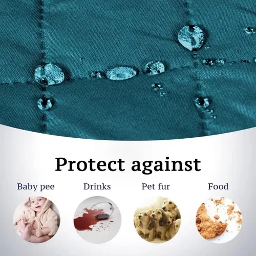 Vista 5 de Fundas para sofá reversible de 3 y 2 plazas, fundas acolchadas para sofá con correas elásticas ajustables, protectores de sofá impermeables contra