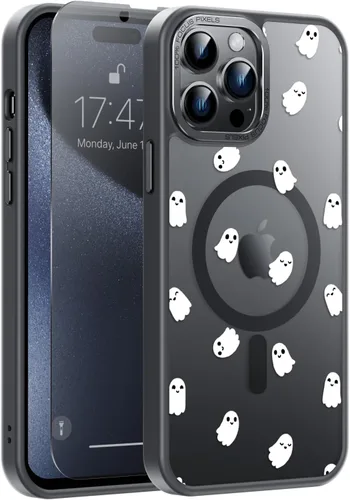 Vista 55 de Goodon para iPhone 15 Pro Max con protector de pantalla de privacidad, compatible con Magsafe, funda translúcida mate a prueba de golpes - Linda
