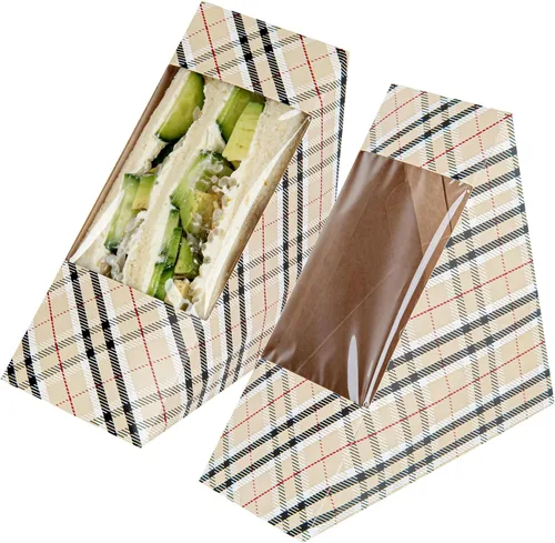 Vista 12 de Restaurantware -Cafe Vision Cajas de papel sándwich de 4.8 x 2.8 pulgadas, 200 cajas medianas de cuña tipo sándwich - con ventana, desechables, Azul