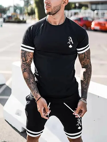 Vista 2 de Conjunto deportivo casual de verano de 2 piezas para hombre