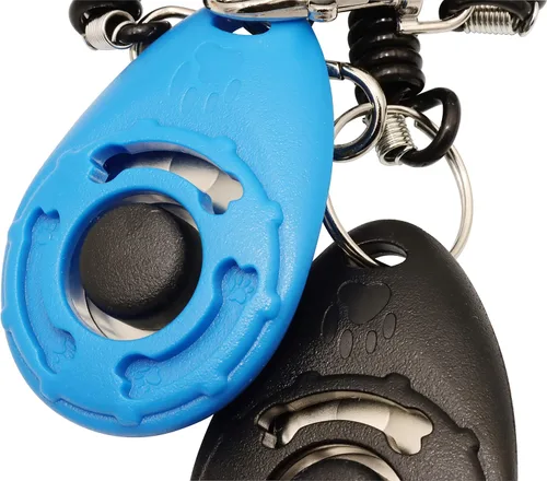 Vista 5 de Chadou Clicker de entrenamiento de mascotas para perro, clickers con correa de muñeca para gato, pájaro, cachorro, paquete de 2