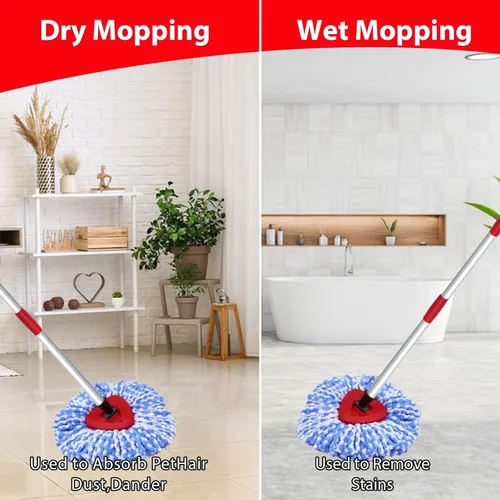 Vista 6 de Cabezal de repuesto para mopa giratoria pequeña compatible con O-Cedar RinseClean 2 tanques, base de mango de cabezal de repuesto para trapeador, 2