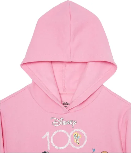 Vista 2 de Disney Conjunto deportivo corto con capucha y pantalón deportivo de forro polar D100 para niñas, Mickey, Stitch, Elsa, Mirabel, niñas 4-16