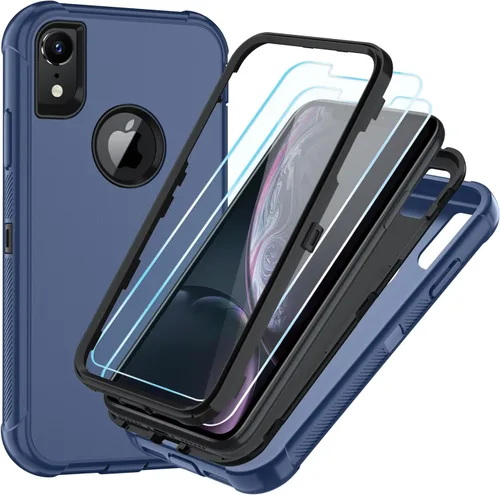 Vista 21 de SunStory Funda compatible con iPhone Xs/X con protector de pantalla HD, 3 capas de alta resistencia de cuerpo completo, funda protectora híbrida 3