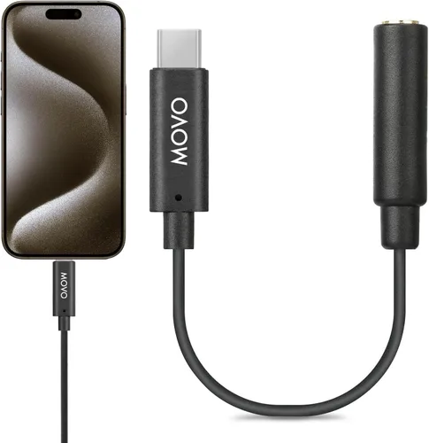 Vista 8 de Movo UCMA-1 Cable adaptador de micrófono TRS hembra de 0.138 in a conector USB tipo C Dongle - Compatible con Samsung Galaxy, Pixel, Moto, HTC, iPad