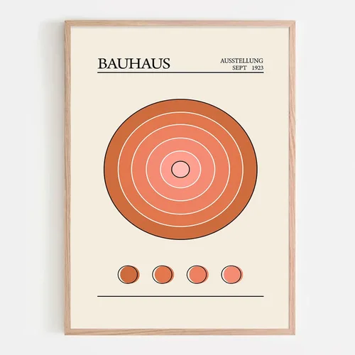 Vista 9 de Bauhaus - Arte de pared moderno de mediados de siglo, póster geométrico de Bauhaus, bloque de color azul y naranja, impresiones artísticas