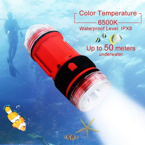 Vista 2 de Potente luz de buceo, linternas impermeables linterna de buceo, luces submarinas de alto lúmenes linternas linternas. linterna submarina más