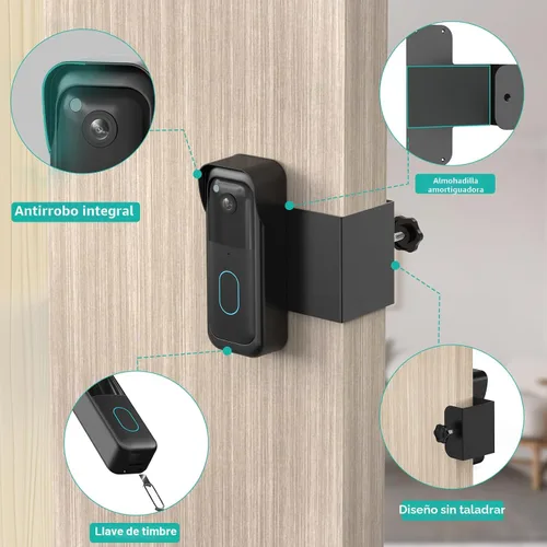 Vista 3 de Soporte de timbre Blink sin taladro, soporte de puerta antirrobo para cámara de timbre Blink totalmente nueva, kits de timbre de instalación rápida