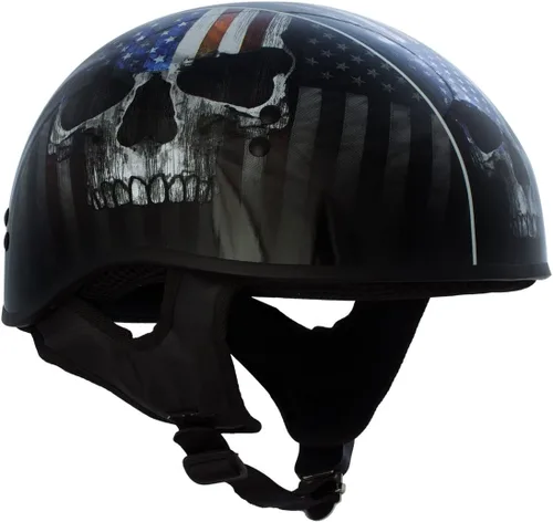 Vista 5 de Hot Leathers HLD1042 Casco de calavera con diseño de bala de guerrero negro brillante avanzado aprobado por DOT