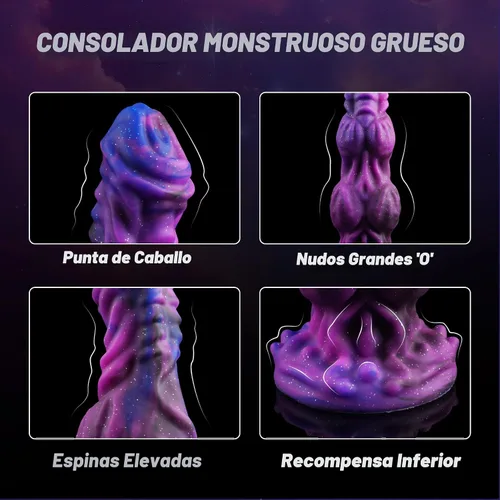 Vista 4 de Consolador Monstruo Fantasía Caballo de 9.6 pulgadas con 2 Nudos Grandes, Consoladores de Nudo Enorme Gruesos Estilo Perro Dragón con Ventosa
