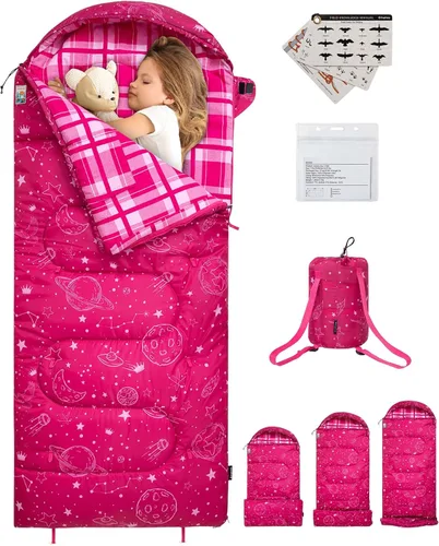 Vista 15 de KingCamp 45°F Kids Sleeping Bag, 100% Flannel Sleeping Bag for 10-12 Child