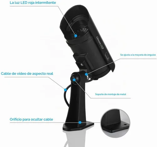 Vista 2 de Cámara de seguridad falsa, sistema de vigilancia CCTV falso (1, negro)