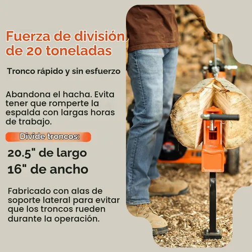 Vista 2 de SuperHandy Divisor hidráulico de troncos, 20 toneladas, divisor de leña