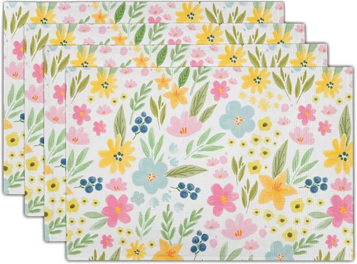 Vista 9 de Fall Placemats 12×18 Inches Set of 4 Autumn Leaves Festival Indoor Kitchen Dining Table Place Mats for Home Party Decoration