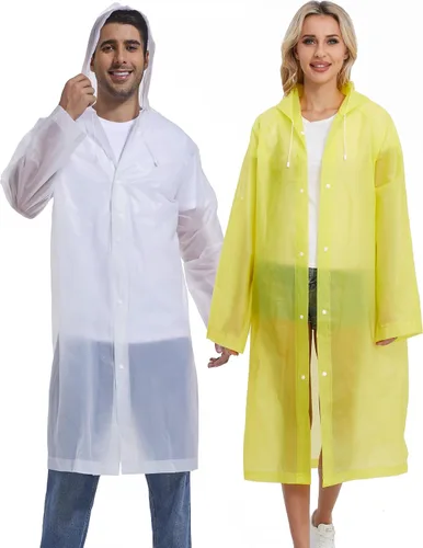 Vista 24 de 2 abrigos de lluvia de Borogo para adultos, chaquetas de lluvia reutilizables para hombres y mujeres