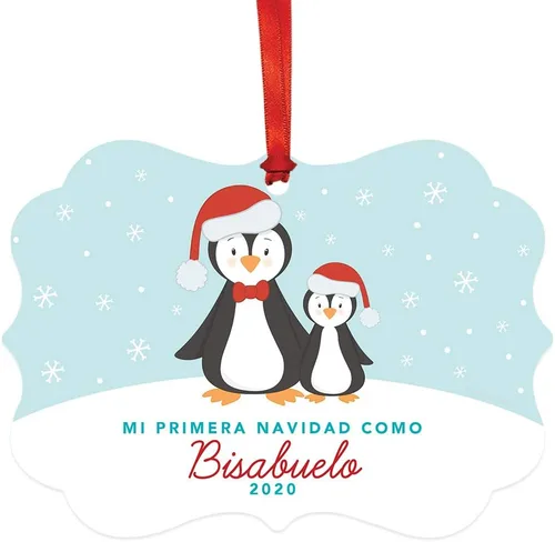 Vista 24 de Andaz Press Adorno de recuerdo de Navidad con marco de fantasía de familia española, Nuestra Primera Navidad Como UNA Familia De Tres 2024, Familia