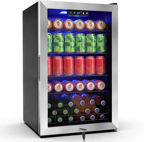 Vista 16 de Refrigerador de bebidas de 17 pulgadas de ancho – Enfriador de bebidas para 126 latas con puerta de vidrio Mini refrigerador de cerveza