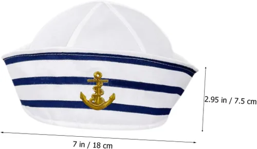 Vista 3 de Sombrero de capitán para hombres y mujeres y sombrero de marinero a rayas, accesorio de cosplay para fiestas en barcos, escenarios y eventos