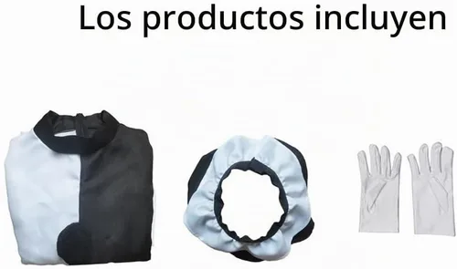 Vista 5 de Mono de anime para cosplay, traje de anime, traje de anime blanco y negro, traje de Halloween con máscara Ropa