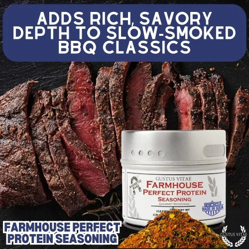 Vista 2 de Farmhouse Perfect Protein Seasoning – Auténtica mezcla de especias gourmet y condimento artesanal – Sin OGM – 2.5 oz – Lote pequeño – Lata magnética