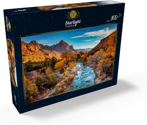 Vista 2 de MyPuzzle View of Watchman Mountain and The Virgin River in Sion National Park en el suroeste de los Estados Unidos, cerca de Springdale, Utah