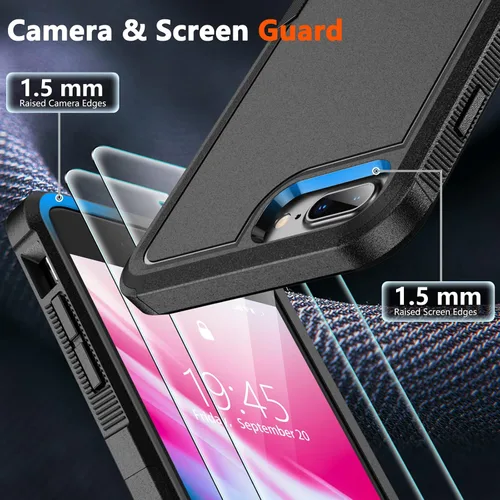 Vista 3 de SPIDERCASE para iPhone 7/8 Plus, [protección contra caídas de 10 pies de grado militar] [antideslizante]