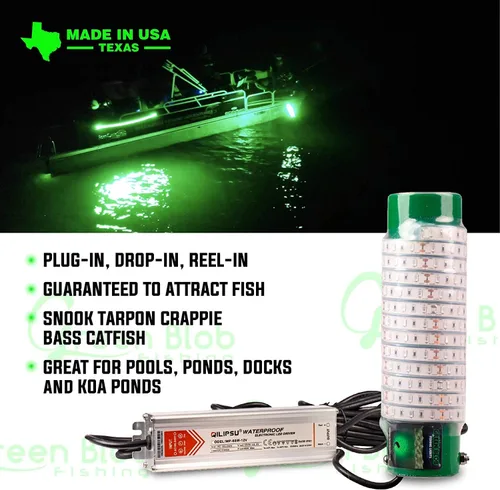 Vista 8 de Green Blob Outdoors Nueva Luz de Pesca Submarina de 110 Voltios para Muelles, LED con Temporizador de Fotocélula y Control Remoto, Luz Atrayente