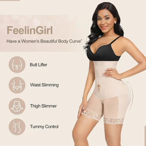 Vista 2 de FeelinGirl Faja moldeadora para mujer con control de abdomen y cintura alta, pantalones cortos moldeadores de glúteos, muslos más delgados