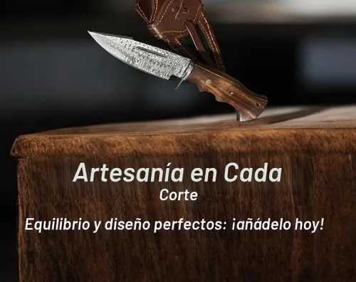 Vista 6 de Cuchillo de caza de Damasco hecho a mano de 10 pulgadas con funda de cuero, ideal para desollar, acampar, al aire libre, cuchillo de bushcraft