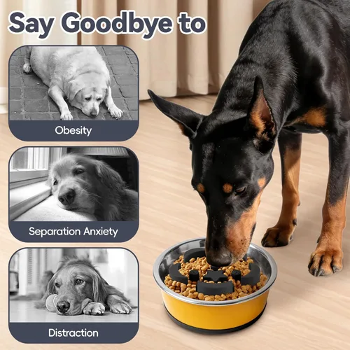 Vista 6 de Slow Feeder Dog Bowls Insert 3.5" ×1.3" Silicone Slow Feeder Insert, Black Balck