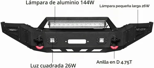 Vista 6 de Vijay Parachoques delantero y trasero para Tundra 2007-2013 con placa de cabrestante y luces