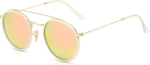 Vista 6 de CONRAD RONTGEN - Lentes de sol redondos retro para mujeres y hombres, doble puente con protección UV400