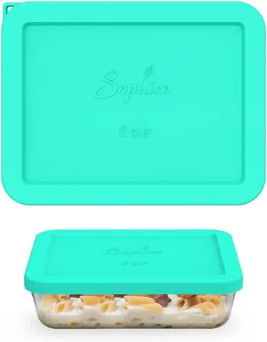 Vista 8 de Sophico Tapa de almacenamiento rectangular de silicona para 6 tazas de repuesto para cuencos de vidrio Pyrex 7211-PC, recipiente no incluido (MIX)