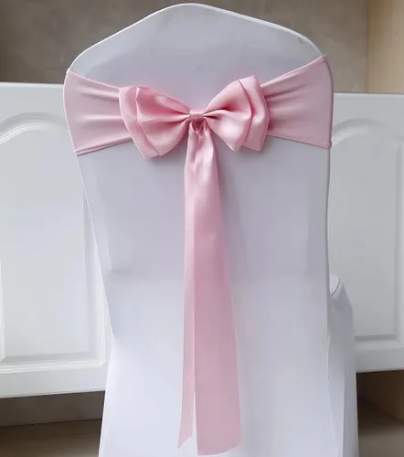 Vista 20 de 6 bandas elásticas para silla, lazos dobles, bandas de elastano para decoración de bodas, fiestas, cumpleaños, banquetes, suministros de Navidad