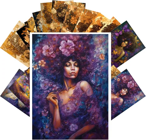 Vista 7 de PIXILUV Postales vintage (24 piezas de 4 x 6 pulgadas cada una) Retratos pacíficos de Art Nouveau de hermosas mujeres florales en vestidos fluidos