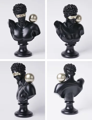 Vista 9 de Estatua griega de busto abstracta, escultura moderna, regalo para el hogar, centro de mesa para estantería, escritorio, oficina, negro, 13.8 pulgadas