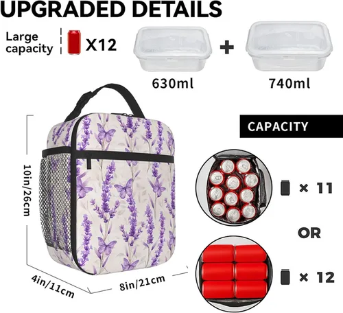 Vista 6 de Lonchera reutilizable con diseño de avión vintage para niños, mujeres y adultos, bolsa de almuerzo azul con aislamiento retro para avión, bolsa