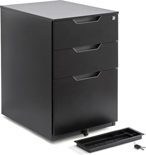 Vista 4 de Amazon Basics Archivador móvil de 3 cajones con cerradura, archivador