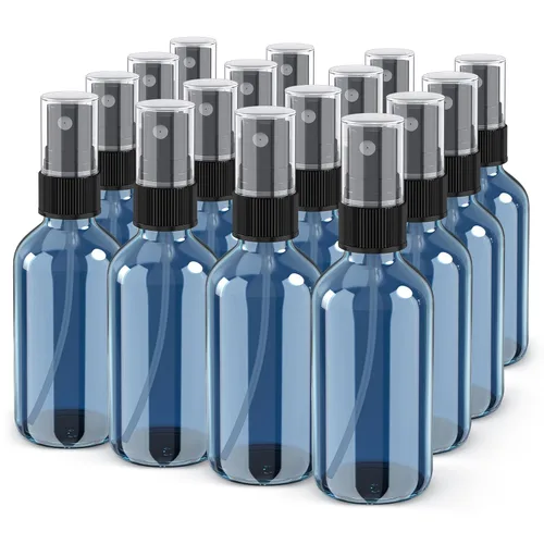 Vista 15 de Botella con atomizador, botellas de spray de vidrio de niebla fina de 2 onzas, recipientes de líquido recargables pequeños para regar la limpieza