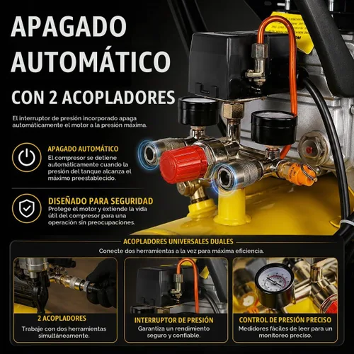 Vista 6 de 3.5HP compresor de aire portátil con tanque de 10 galones