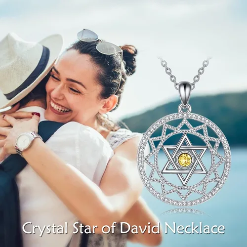 Vista 31 de YFN Collar de estrella de David de plata de ley, concha de abulón, árbol de la vida, joyería judía, regalos para mujeres y hombres