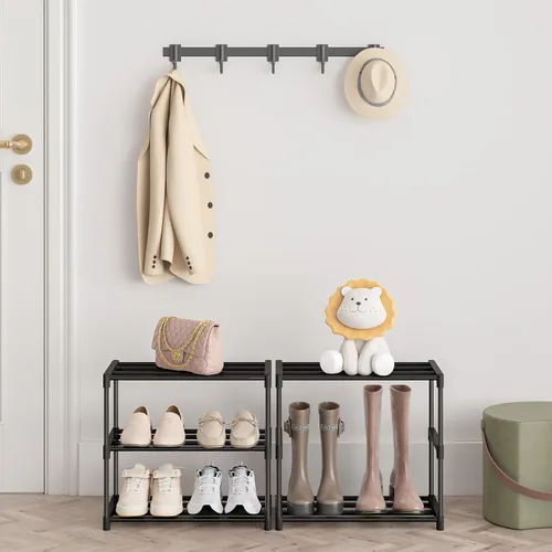 Vista 6 de Autonomier - zapatero pequeño apilable de 3 niveles, estante estrecho para zapatos de niños, niños pequeños y adultos, estante para zapatos ligero