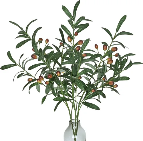 Vista 10 de Waipfaru Ramas de olivo artificiales para jarrones, ramas de olivo con aceitunas realistas, tallos de vegetación artificial para centros de mesa