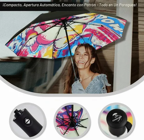 Vista 7 de Paraguas de viaje resistente al viento, automático, ligero, irrompible, de gran eficiencia, de SY Compact Cachorro 1 paquete