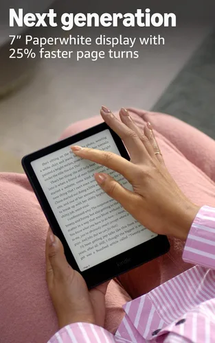 Vista 3 de Amazon Kindle Paperwhite Signature Edition 32 GB (último modelo). El Kindle más rápido con luz autoajustable, carga inalámbrica. Negro metal. +