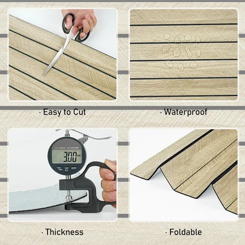 Vista 8 de Wallercity Paneles acústicos de listones de madera marrón claro para decoración elegante, reducción de ruido, paneles de grano de madera con textura