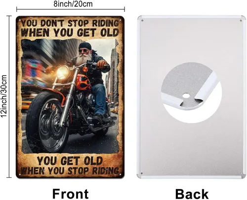 Vista 2 de GLOBLELAND Letrero de metal vintage de metal para motocicleta de 12 x 8 pulgadas con texto inspirador retro con texto inspirador para pared