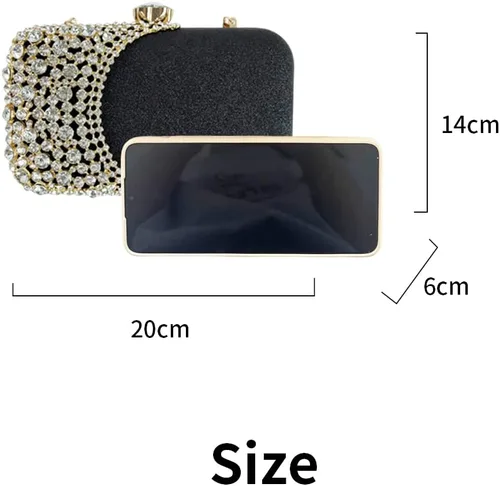 Vista 4 de shiiriin Bolso de mano de cristal brillante para mujer, elegante bolso de mano con diamantes de imitación para novia, boda, fiesta