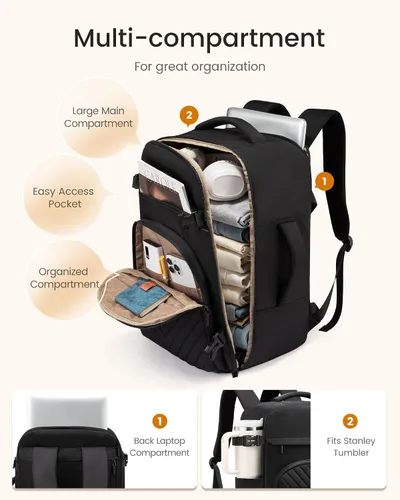 Vista 3 de LOVEVOOK Mochila de viaje para mujeres y hombres, bolsa de viaje para artículos personales de la TSA para laptop de 17.3 pulgadas aprobada por